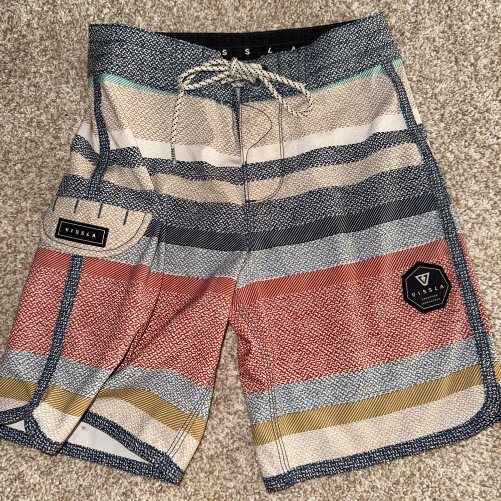 Vissla Paso Robles Stretch Boardshort youth size 22 8-9 years striped swim